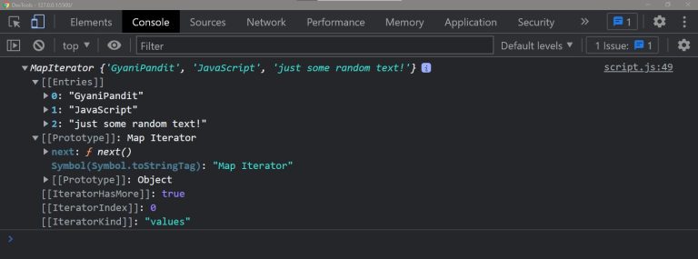 JavaScript Map values() Method | Gyanipandit Programming
